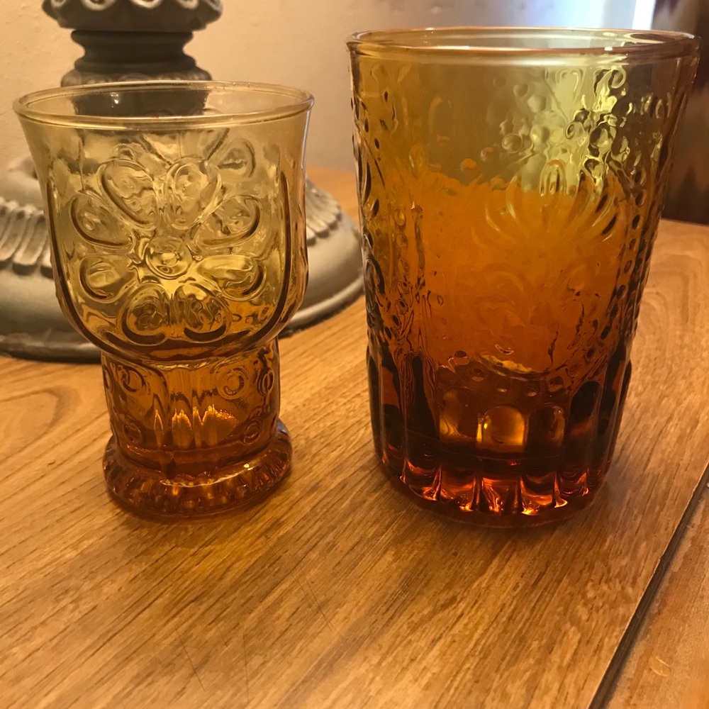 1970’s Vintage Amber Libby drinking glasses